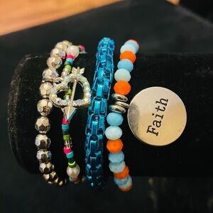 Colorful Beaded Faith Logo Bracelet Set